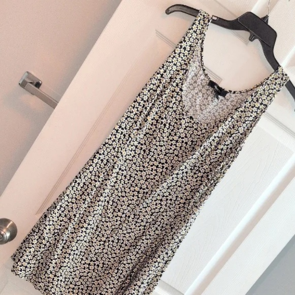 Forever 21 Black and White Floral Blouse with Yellow Accents